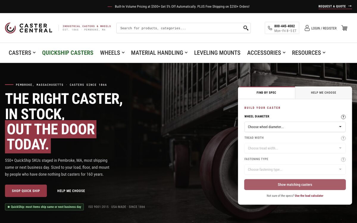 Caster Central website built by Bear North Digital, desktop