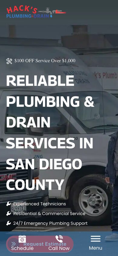 Hack's Plumbing and Drain on a phone