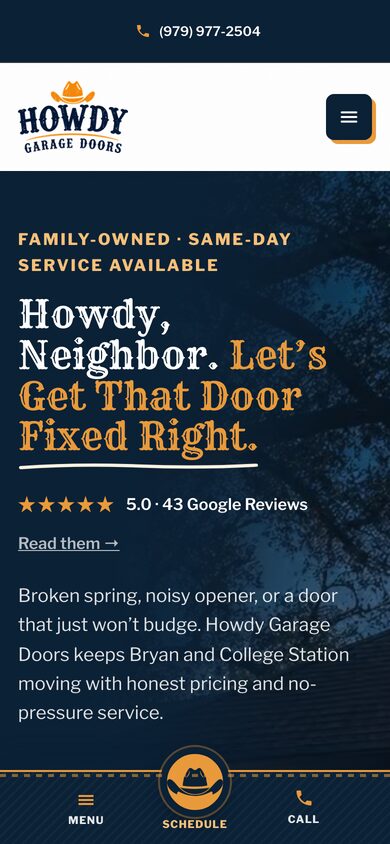 Howdy Garage Doors on a phone
