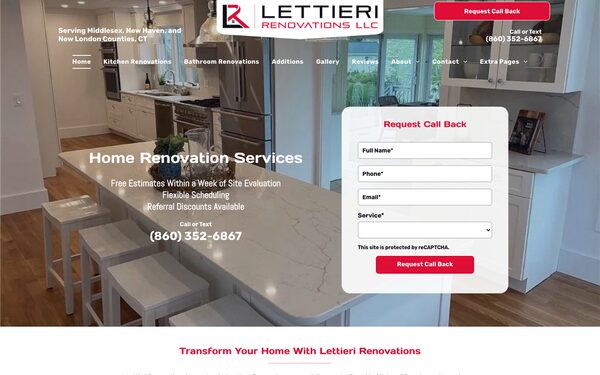 Lettieri Renovations homepage before the rebuild