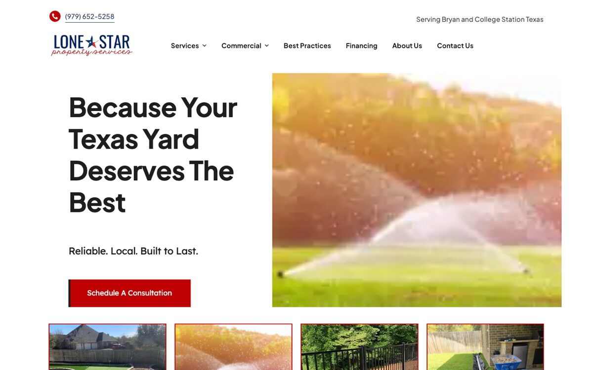 Lone Star Property Services website before the rebuild, desktop: 